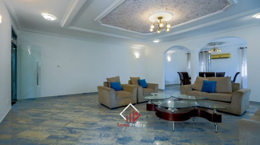 Luxurious 5-Bedroom Mansion with Cinema Room, Study, and Boys’ Quarters for Rent in Spintex