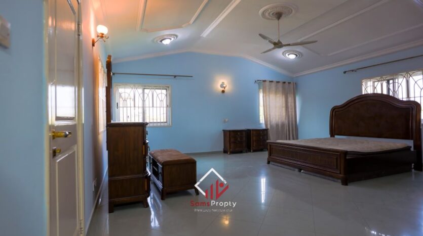 Luxurious 5-Bedroom Mansion with Cinema Room, Study, and Boys’ Quarters for Rent in Spintex